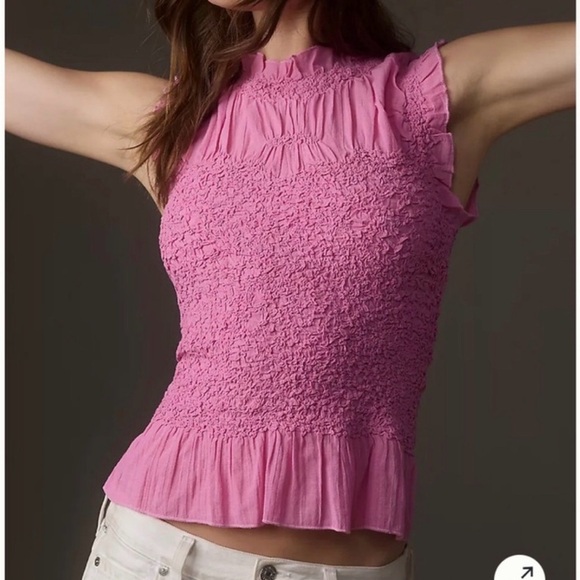 Anthropologie Tops - Anthropologie Pink Smocked Blouse
